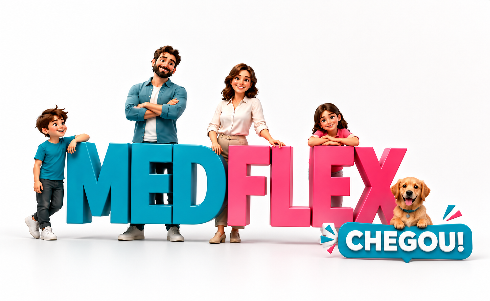 Família reunida com a marca MedFlex